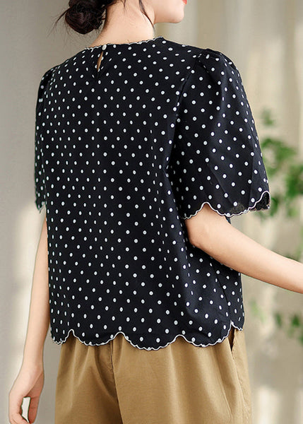 Elegant Black O-Neck Print Shirts Summer AP034 GK-STP240718