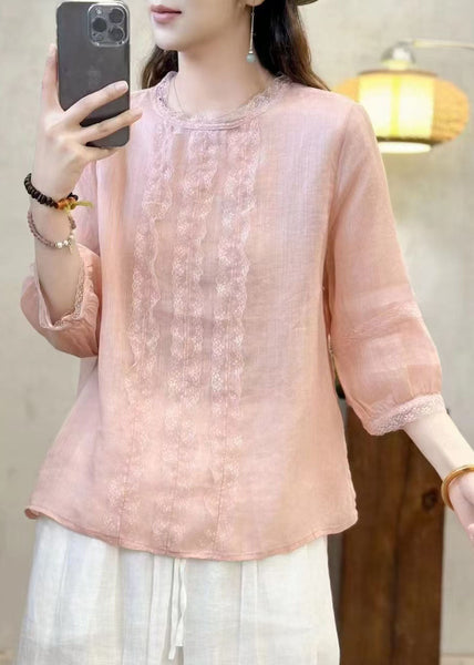 Shirt Black Linen Patchwork Eyelash Tops Oversized Elegant FashionChic