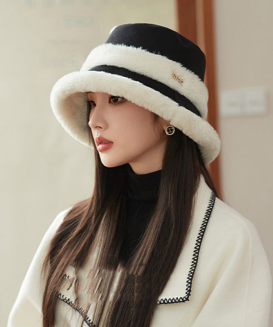 Elegant Black Versatile Warm Fleece Bucket Hat RS016 ABC