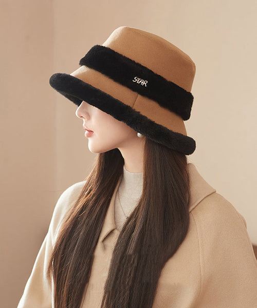 Elegant Black Versatile Warm Fleece Bucket Hat RS016 ABC