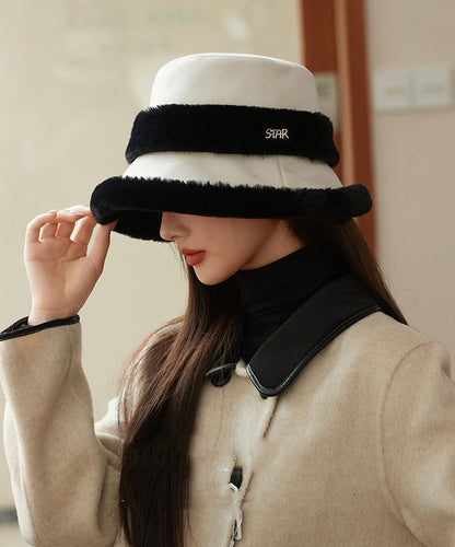 Elegant Black Versatile Warm Fleece Bucket Hat RS016 ABC