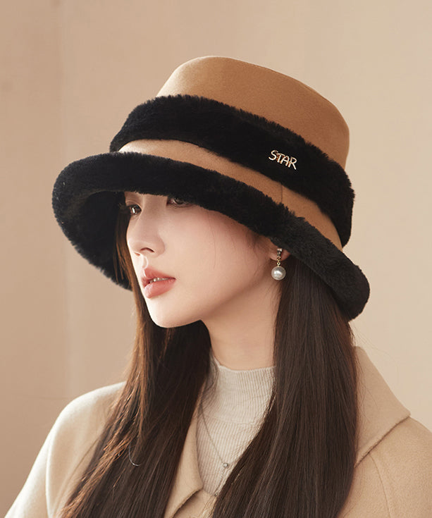 Elegant Black Versatile Warm Fleece Bucket Hat RS016 ABC