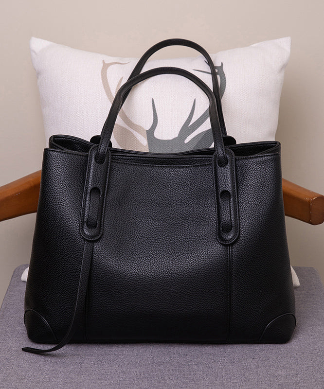 Elegant Black Zippered Faux Leather Tote Handbag UU1085 Bag-BGS240527