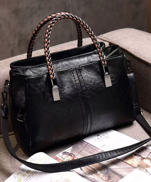 Leather Elegant Brown Handbag Durable Tote Solid Calf FashionChic