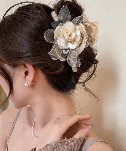 Elegant Champagne Metal Tulle Rose Hairpin RA032 ABC