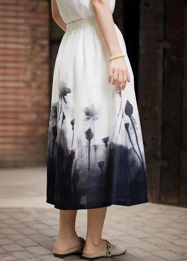 Elegant Colorblock Tie Dye Elastic Waist A Line Skirts Summer VB1088 Ada Fashion