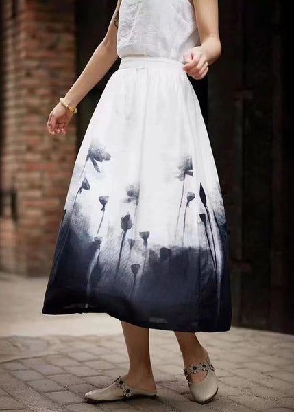 Elegant Colorblock Tie Dye Elastic Waist A Line Skirts Summer VB1088 Ada Fashion