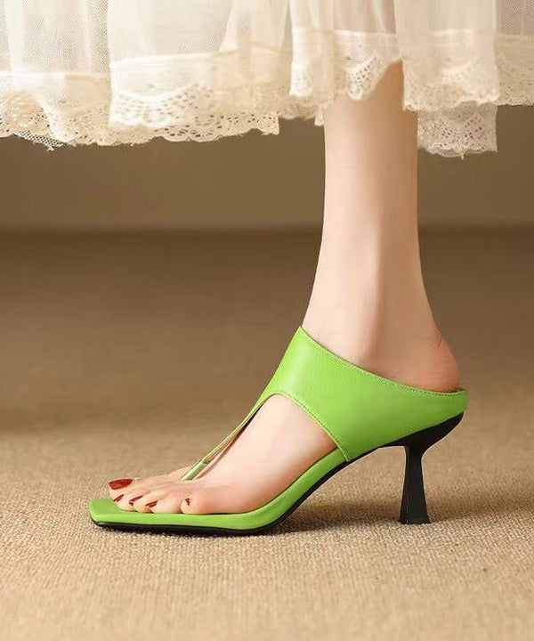 Elegant Fashion Green High Heel Flip Flops Faux Leather XC1003 Ada Fashion