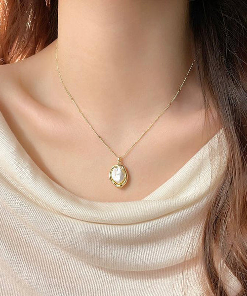Elegant Gold 14K Gold Alloy Pearlendant Necklace YI037 ABC