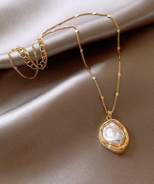 Elegant Gold 14K Gold Alloy Pearlendant Necklace YI037 ABC