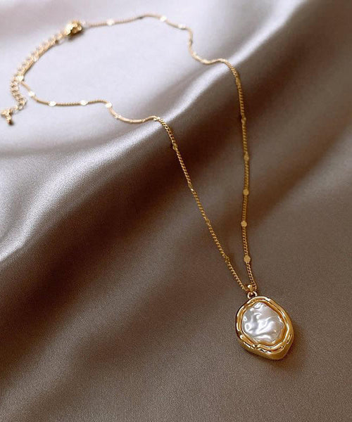 Elegant Gold 14K Gold Alloy Pearlendant Necklace YI037 ABC