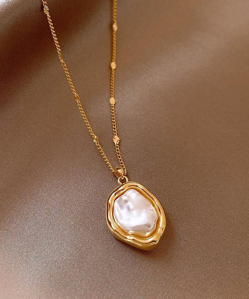 Elegant Gold 14K Gold Alloy Pearlendant Necklace YI037 ABC