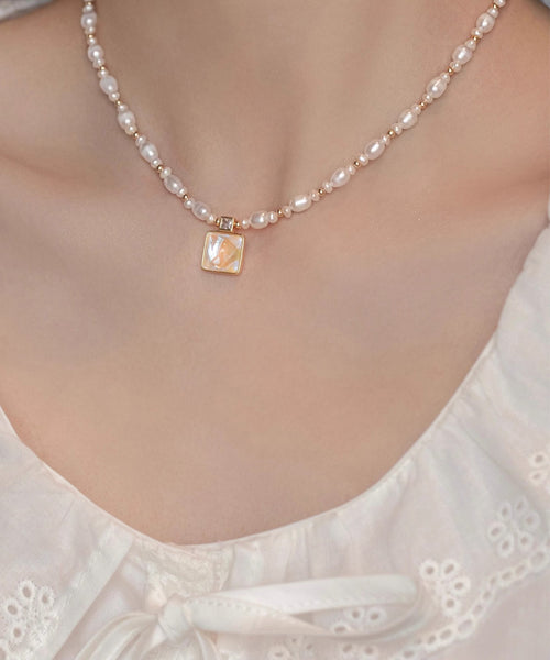 Elegant Gold Sterling Silver Overgild Crystal Love Pearl Pendant Necklace KX1041 Ada Fashion