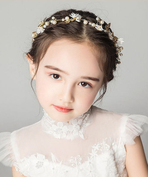 Elegant Gold Zircon Little Daisy Silk Ribbon Girl Crown IU030 TZ-FQ-HAI240802