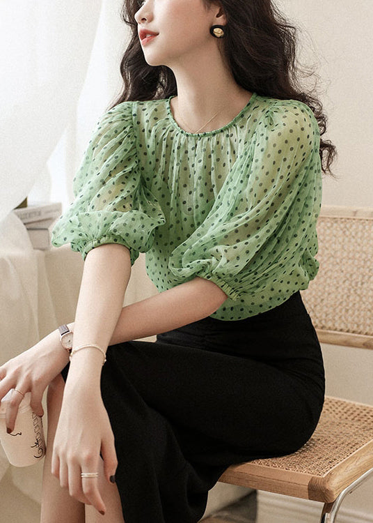 Elegant Green O Neck Print Chiffon Two Pieces Set Half Sleeve OP1025 Ada Fashion