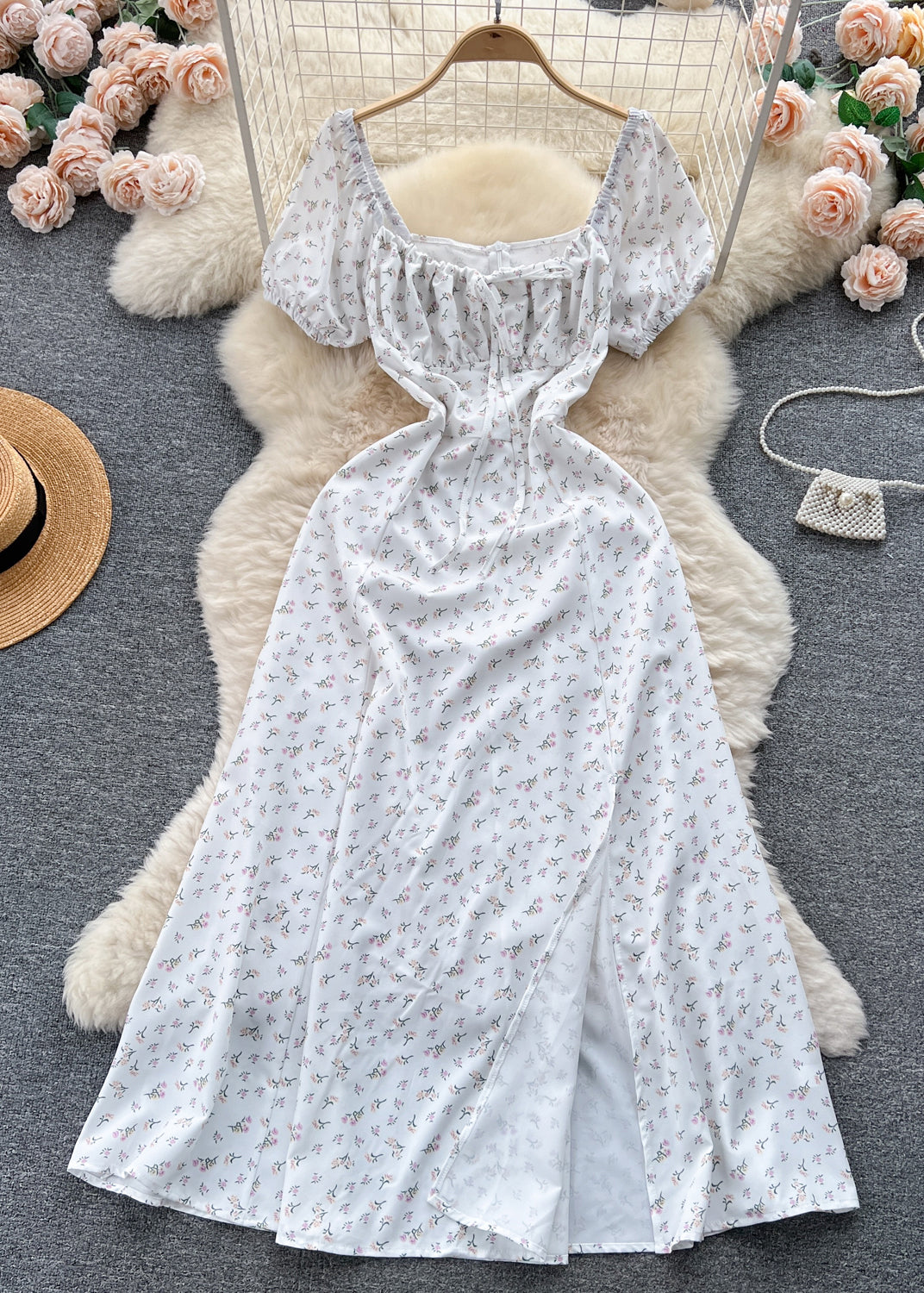 Elegant Green Print Lace Up Cotton Dresses Summer TR027 ZS-SDL240730