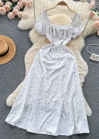 Elegant Green Print Lace Up Cotton Dresses Summer TR027 ZS-SDL240730