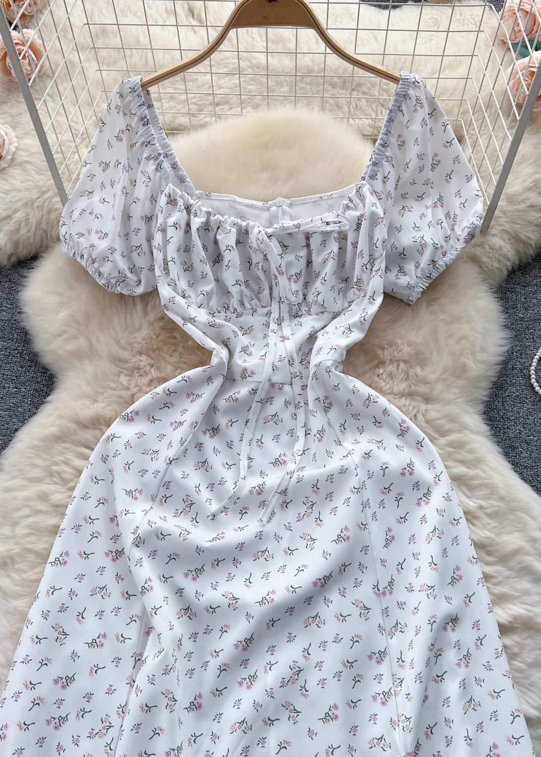 Elegant Green Print Lace Up Cotton Dresses Summer TR027 ZS-SDL240730