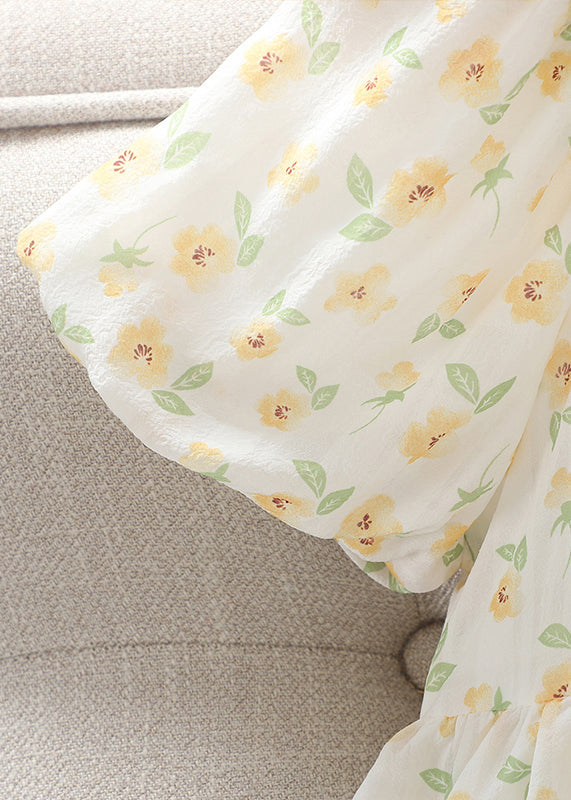 Elegant Green Square Collar Print Cotton Girls Dress Summer TT018 MM-RCTZSDGL240816