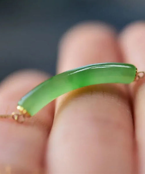 Elegant Green Sterling Silver Overgild Jade Pendant Necklace AC1025 Genistyle Shop