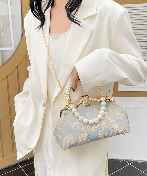 Tote Satin Zircon Pearl Handbag Elegant Khaki FashionChic