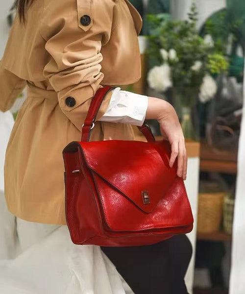 Tote Orange Solid Handbag Leather Elegant Durable FashionChic