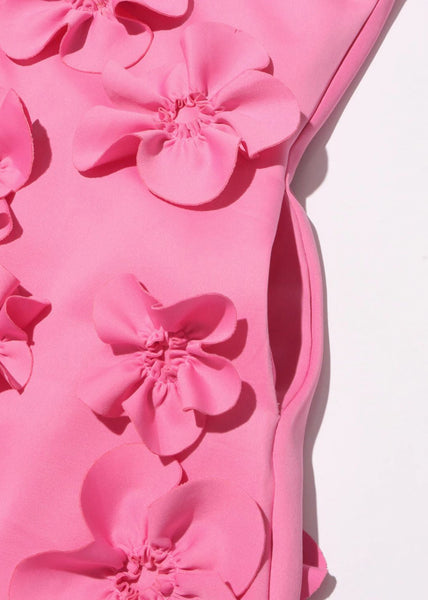 Long Pink Up Sleeveless Floral Cotton Dress Pockets Lace Elegant FashionChic