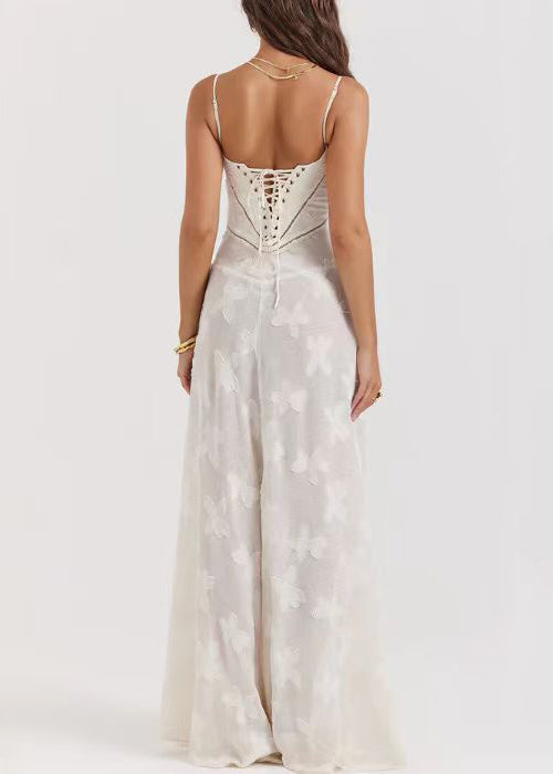 Lace Pink Sleeveless Elegant Up Spaghetti Strap Dress FashionChic