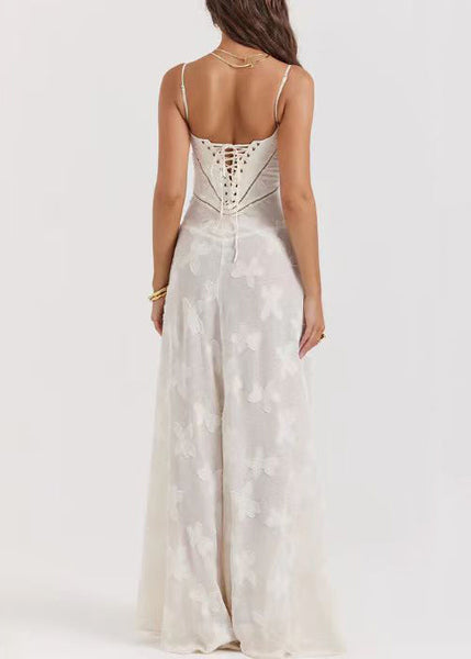 Lace Pink Sleeveless Elegant Up Spaghetti Strap Dress FashionChic