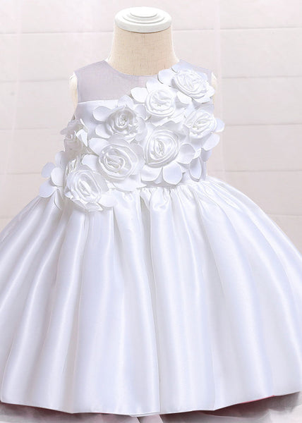 Elegant Pink O-Neck Patchwork Floral Kids Long Dress Sleeveless YS013 ABC