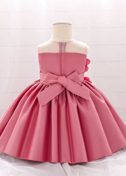 Elegant Pink O-Neck Patchwork Floral Kids Long Dress Sleeveless YS013 ABC