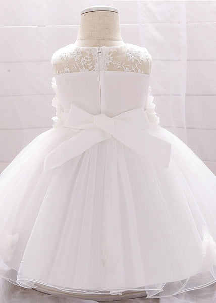 Elegant Pink O-Neck Patchwork Floral Kids Long Dress Sleeveless YS013 ABC