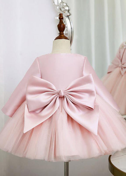 Elegant Pink Patchwork Tulle Girls Coats And Long Dress Two Pieces Set Spring YS029 ABC