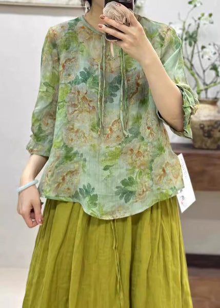 Elegant Pink Print Button Linen T Shirts Half Sleeve JH006 MMDM-HTP240717