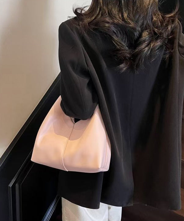 Leather Pink Durable Tote Faux Elegant Solid Handbag FashionChic