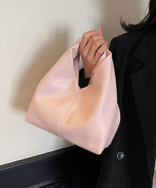 Leather Pink Durable Tote Faux Elegant Solid Handbag FashionChic