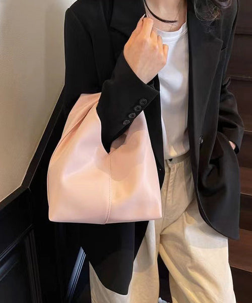 Leather Pink Durable Tote Faux Elegant Solid Handbag FashionChic