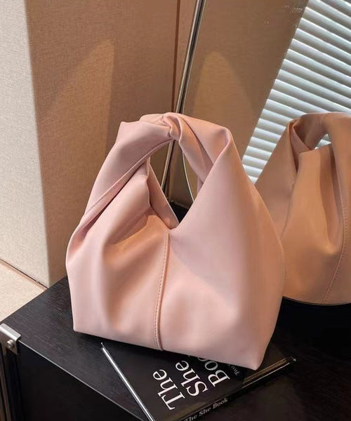 Leather Pink Durable Tote Faux Elegant Solid Handbag FashionChic