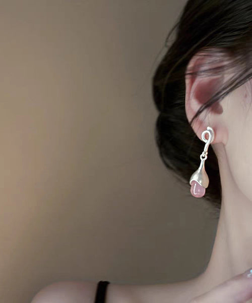 Drop Elegant Eye Sterling Stone Earrings Pink Cat Tassel Silver FashionChic