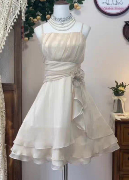 Waist Strap Elegant Wrinkled Silk Pink Spaghetti Dress High FashionChic