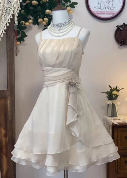 Waist Strap Elegant Wrinkled Silk Pink Spaghetti Dress High FashionChic