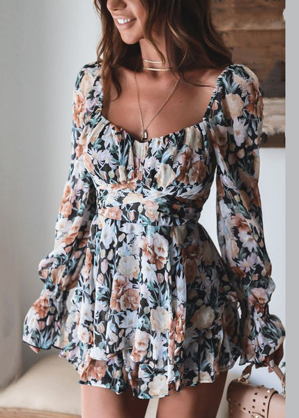 Spring Elegant Print Zippered Pink Jumpsuit Up Lace FashionChic