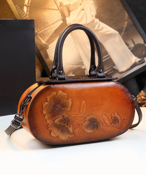 Elegant Purple Handmade Embossed Calf Leather Tote Handbag HJ1027 Ada Fashion