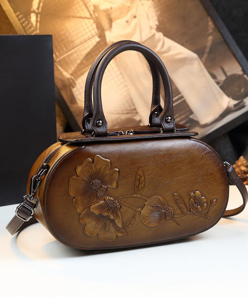 Elegant Purple Handmade Embossed Calf Leather Tote Handbag HJ1027 Ada Fashion