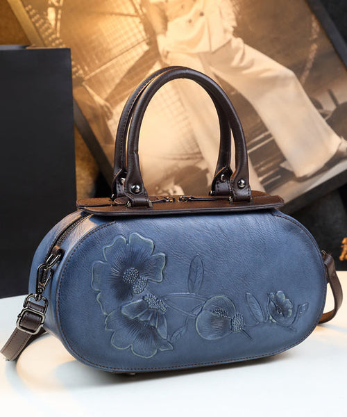 Elegant Purple Handmade Embossed Calf Leather Tote Handbag HJ1027 Ada Fashion
