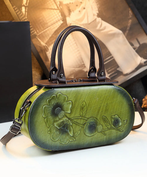 Elegant Purple Handmade Embossed Calf Leather Tote Handbag HJ1027 Ada Fashion