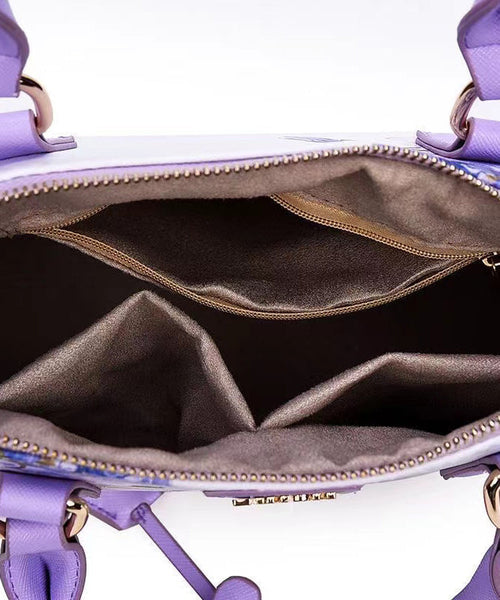 Purple Solid Durable Handbag Tote Faux Elegant Leather Jacquard FashionChic