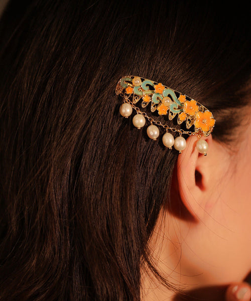 Elegant Rainbow Alloy Pearl Enameling Tassel Hairpin ZZ015 JEW-HAI240613