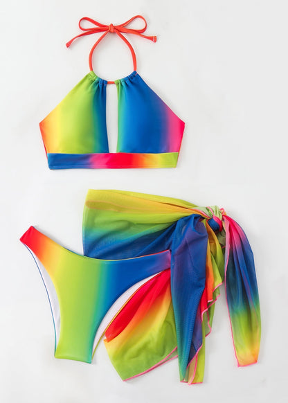 Elegant Rainbow Hollow Out Swimwear Two Pieces Sets VC046 WM-Beach-QQT240615