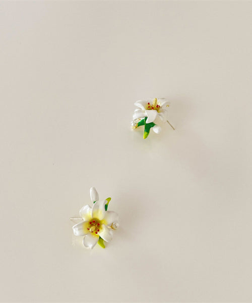 Colored Stud Silver Lily Elegant Sterling Rainbow Earrings Glaze FashionChic